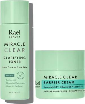 Rael Miracle Clear Bundle - Clarifying Toner (5.1 oz), Barrier Cream (1.8 oz)