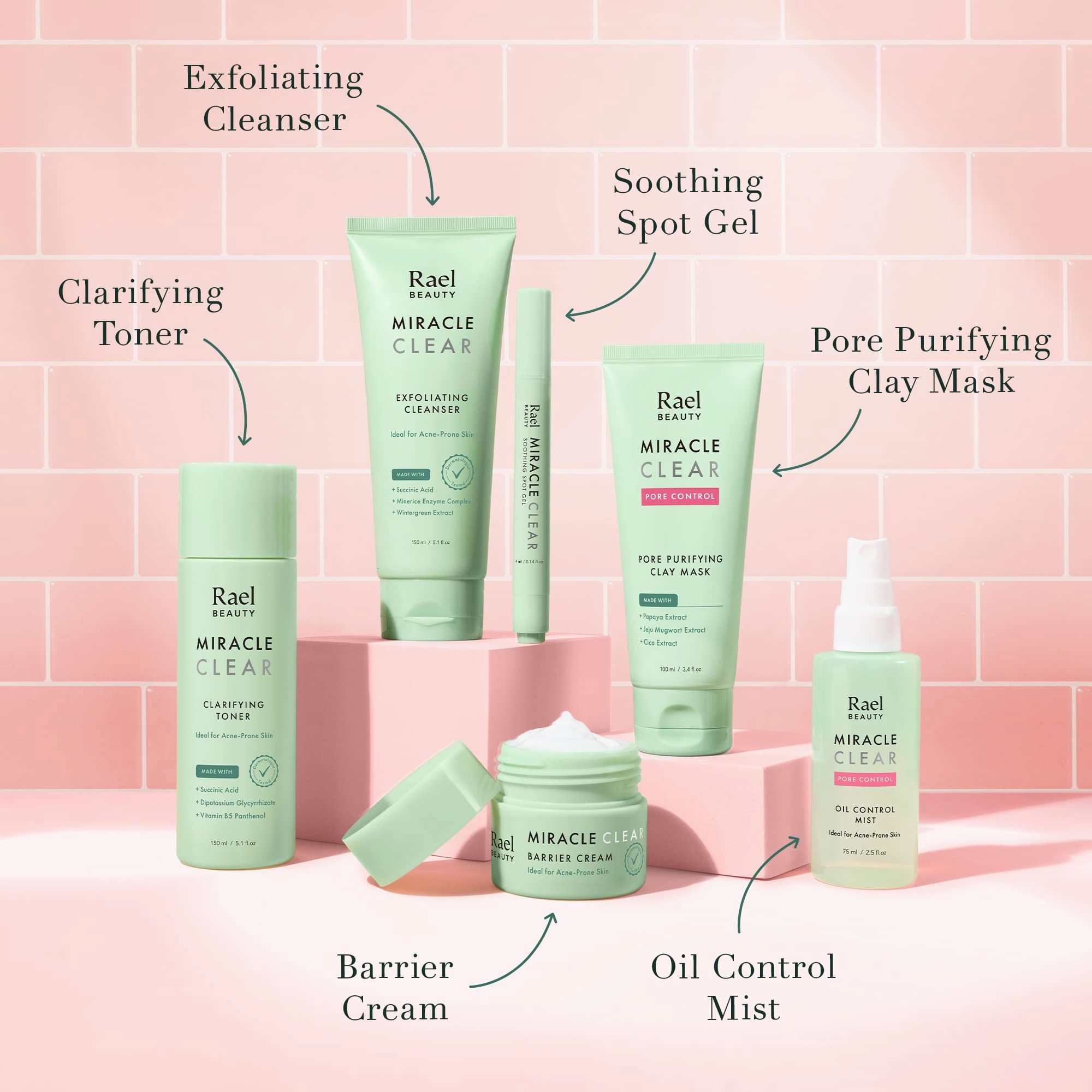 Rael Miracle Bundle - Invisible Spot Cover (96 Count), Miracle Clear Clarifying Toner (5.1 fl. oz)