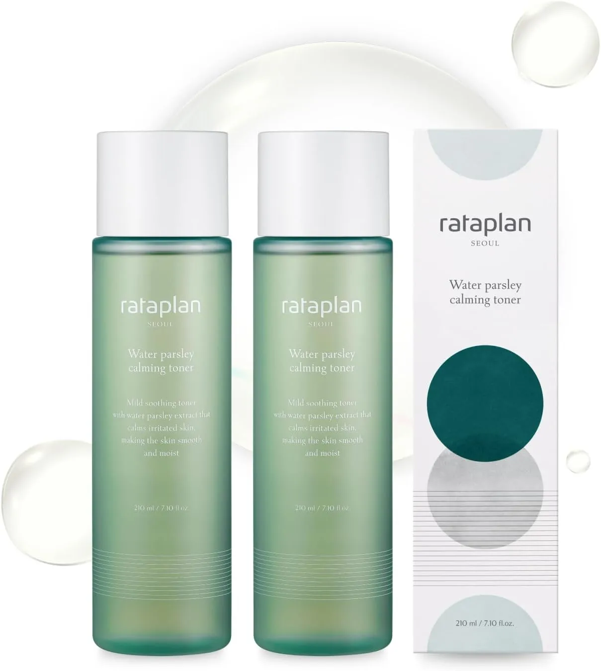 RATAPLAN Water Parsley Calming Toner 2 Pack - with Centella Asiatica, Heartleaf, Korean Skin Care, Reduce Skin Heat, Hypoallergenic Soothing Toner