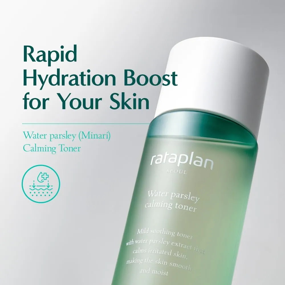 RATAPLAN Water Parsley Calming Toner 2 Pack - with Centella Asiatica, Heartleaf, Korean Skin Care, Reduce Skin Heat, Hypoallergenic Soothing Toner