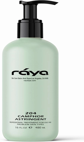 RAYA Camphor Astringent 16 oz (204) | Effective Facial Toner for Oily and Break-Out Skin | Helps Dry Up Blemishes and Control Excessive Oiliness | Made with Camphor and Eucalyptus