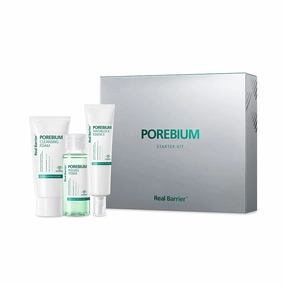 Real Barrier Porebium Starter Kit, Travel-Friendly Korean Skincare Set,Facial Moisturizer, Cleanser Exfoliator for Sensitive Skin, Sebum Oil Control with Ceramide,Impurities Dead Skin Cells Solution