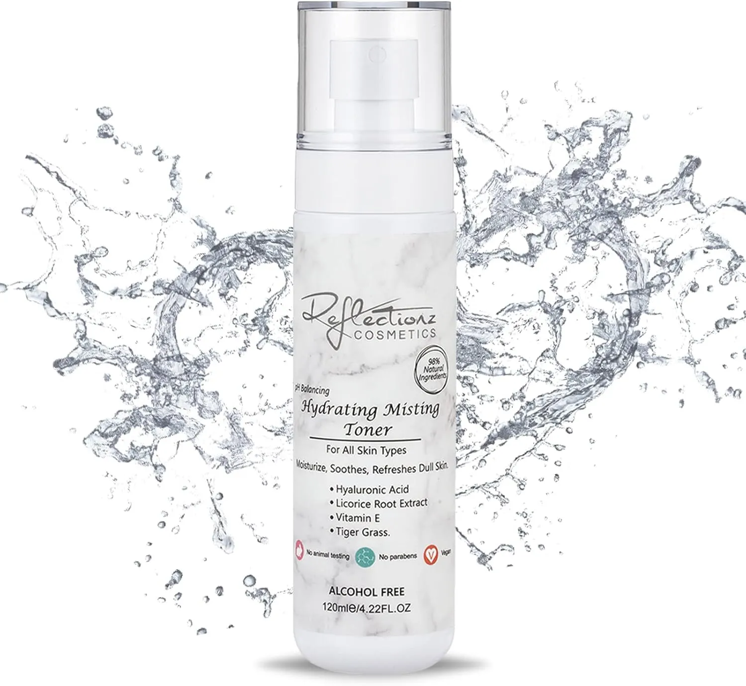 Reflectionz Hydrating Toner for Face | Anti-Aging Toner for Women | Facial Toner for Dry Skin | Non-Alcoholic Toner with Hyaluronic Acid | Tiger Grass & Licorice Root Extract | Combination Face Toner