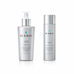 REJURAN® Skincare Duo with c-PDRN® – Turnover Ampoule & Rebalancing Toner for Firming, Hydration, Pore Care & Radiant Glass Skin – Korean Anti-Aging Serum & Toner Set