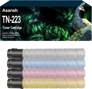 Remanufactured TN-223 TN-224 TN223 TN224 Toner Cartridge Works for Konica Minolta Bizhub C226 C256 C266 C7222 C7226 (4-Pack)