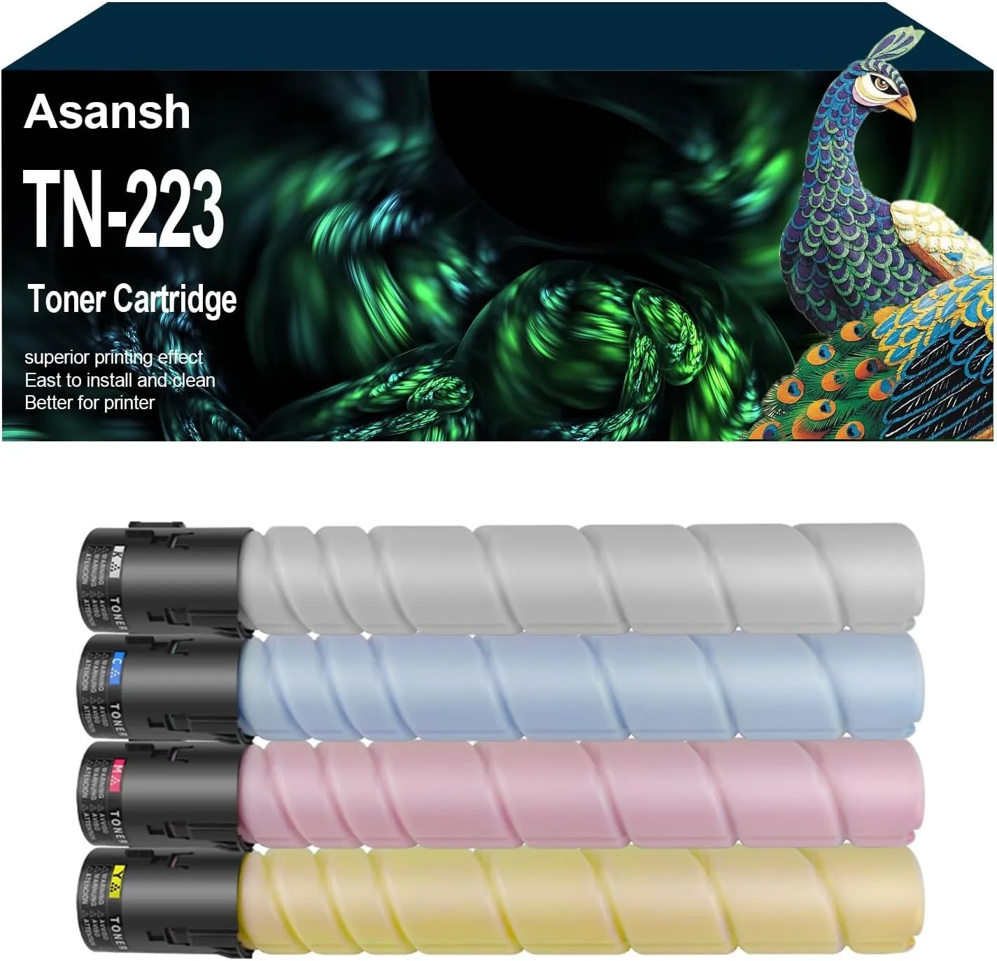 Remanufactured TN-223 TN-224 TN223 TN224 Toner Cartridge Works for Konica Minolta Bizhub C226 C256 C266 C7222 C7226 (4-Pack)