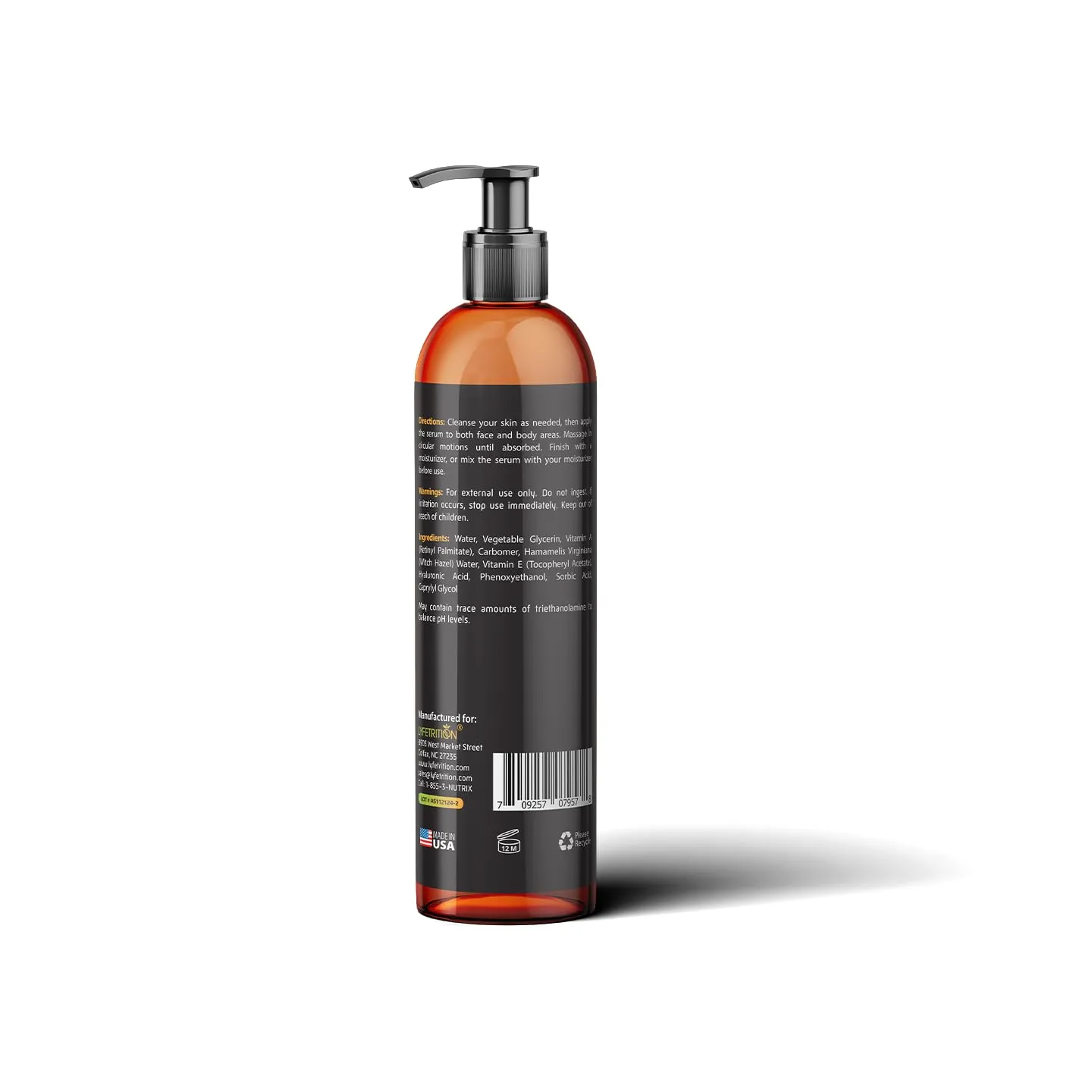 Retinol Acne Serum by Lyfetrition, Infused with Hyaluronic Acid and Vitamin C, Pomegranate & Green Tea,Face toner, Reduce Wrinkles, Pores and Fine Lines, Moisturize & Supple Skin, (12 FL oz)