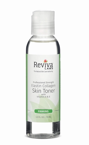 REVIVA LABS - Elastin Collagen Skin Toner with Vitamin A & E, for Dry Skin - Pack of 3 (4 oz)