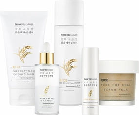 Rice Pure [Toner   Cleansing Foam   Multi Balm   Ampoule   Scrub Pack] 5-Step Set