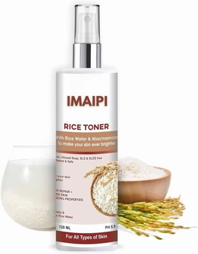 Rice Water Face Toner, 120ml, Alcohol-Free, with Niacinamide, Pore Tightening, Brightening Formula for All Skin Types