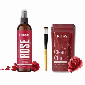 Rose Face Hair Removal Wax Powder 100 gm & Rose Water 200 ml, Chemical-Free, Natural Skin Care combo