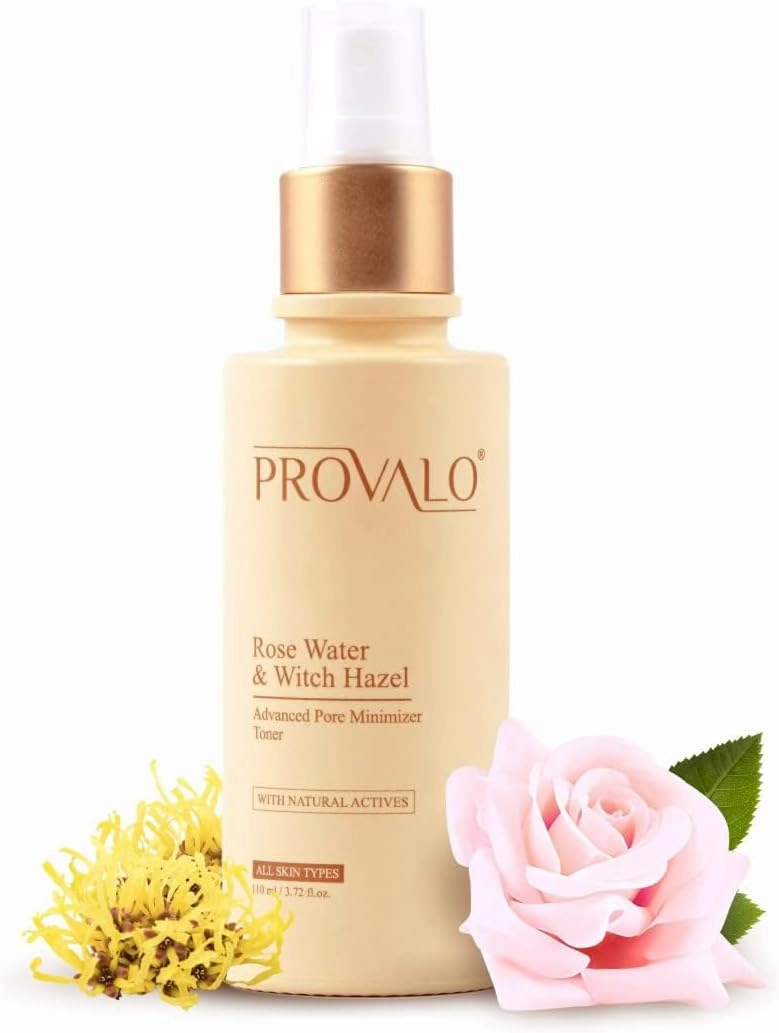 Rose Water & Witch Hazel Alcohol Free Face Toner for Glowing Skin, Pores Tightening and Skin Hydration| for Men & Women | for Dry, Oily & Acne Prone Skin - 110ml