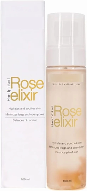 Rose Water Elixir Face Mist 100ml | Pure Rose Water | Face Toner for Glowing, Refresh & Hydrating Skin | Minimize Large & Open Pores | Balance pH of Skin | Gulab Jal for Women & Men