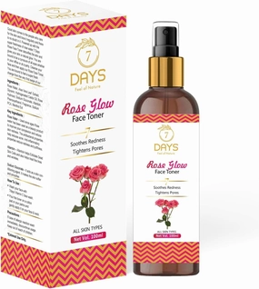 Rose Water Face Glow Toner with Rose Water & Cucumber Extract for Pore Tightening - 100ml, Clear