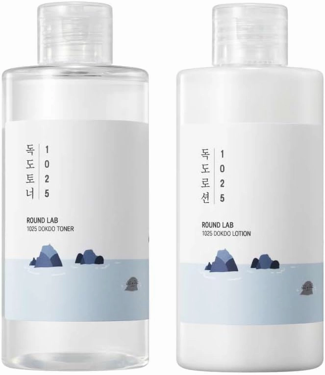 Round LAB 1025 Dokdo Toner   Dokdo Lotion Set | Gentle Exfoliating Dead Skin Cells Without Irritation, Hydrating, Watery Type Toner, Lotion, for Sensitive Skin (6.76fl.oz)