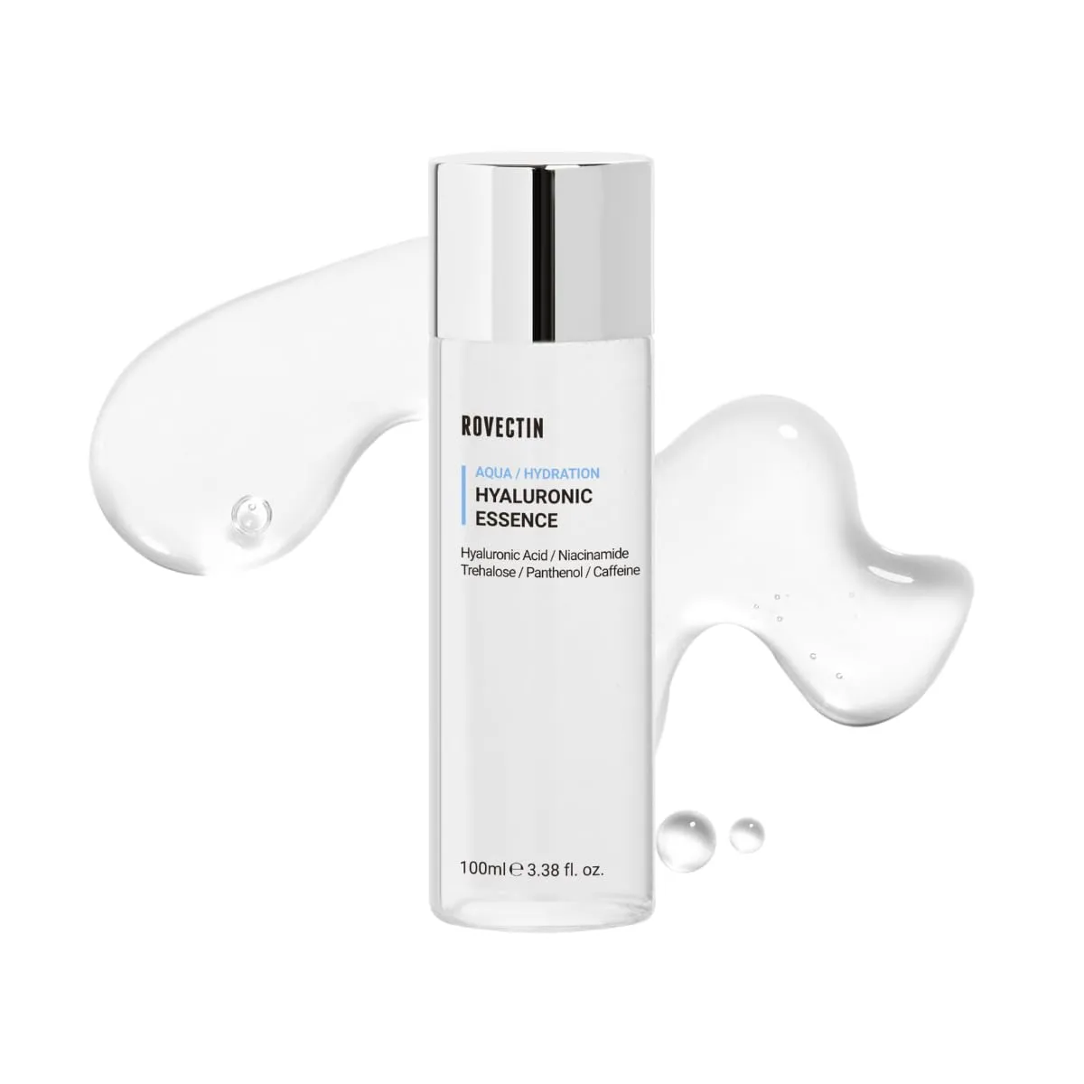 ROVECTIN Aqua Hyaluronic Essence (Activating Treatment Lotion) - 7 Layers Hyaluronic Acid Facial Toner with Niacinamide & Panthenol, Vegan Korean Skin Care (3.34 fl.oz)