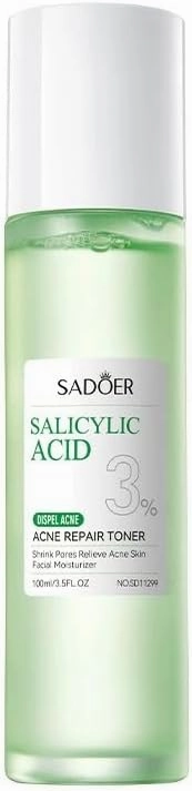 Salicylic Acid 3% Acne Repair Toner, 3.38 fl oz, Pore Defense Face Moisturizer (Pack of 1)