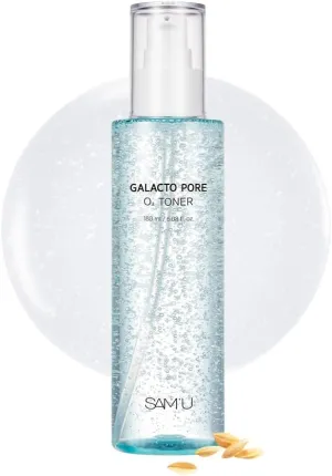 SAM'U Galacto Pore O2 Toner-Korean Skin Care, Exfoliating & Pore-Tightening, Galactomyces Ferment Formula with Oxygen Bubble, Hydrating for Sebum Control & Suitable for All Skin Types, 6.08 Fl. Oz