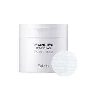 SAM’U PH Sensitive Toner Pad – Splitable Dual-Textured Vegan Facial Exfoliating Pads with Hyaluronic Acid & Panthenol for Daily Hydration & Soothing - Korean Skin Care (60 Pads)