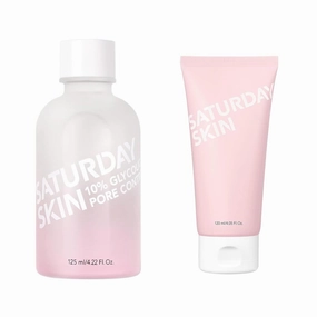 Saturday Skin Pore Clarifying Toner 10% Glycolic Acid&AHA and Face Cleanser Hydrating Foam Cleanser Natural Ingredients