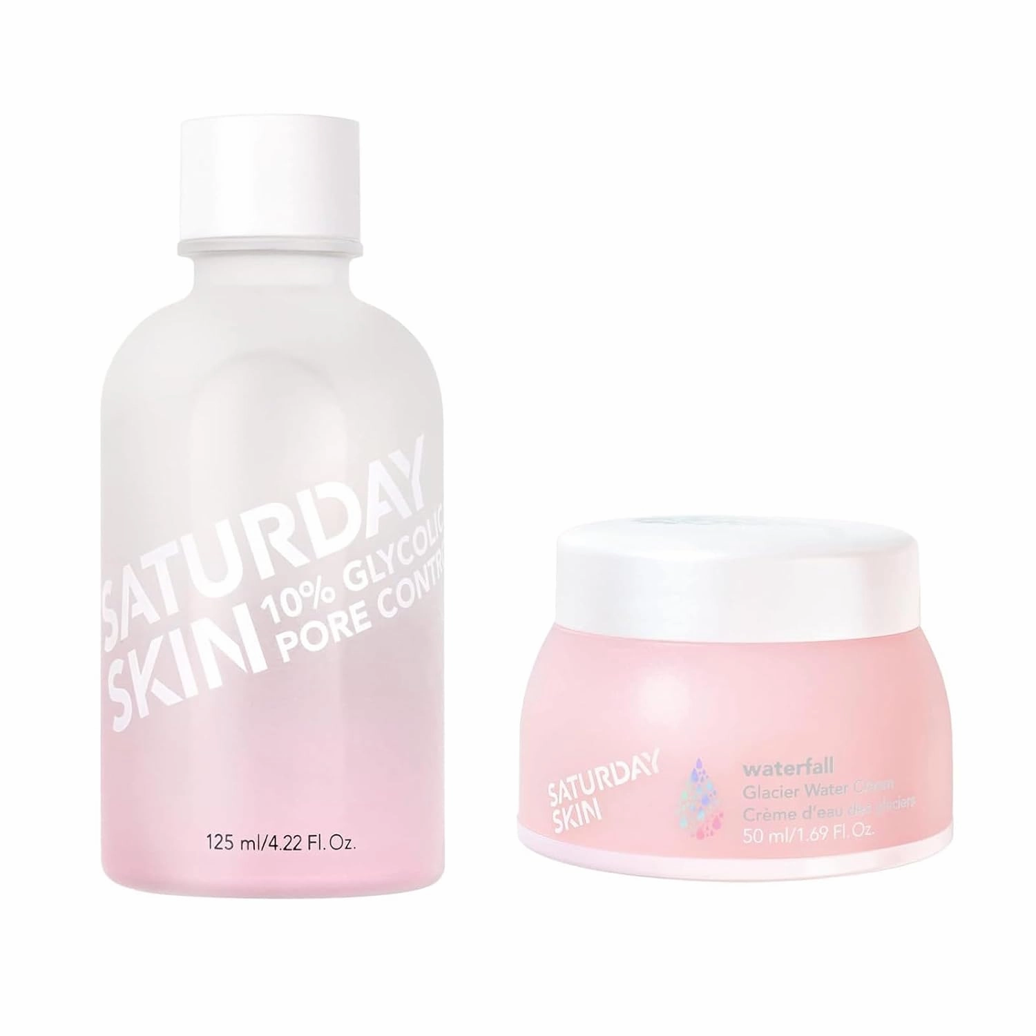 Saturday Skin Pore Clarifying Toner 10% Glycolic Acid&AHA Deep Cleansing Astringent Facial Toner and Face Moisturizer Water Face Cream Natural Oil Free Gel Type Cream from Alaska Glacier Water