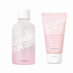 Saturday Skin Pore Clarifying Toner 10% Glycolic Acid&AHA Deep Cleansing Astringent Facial Toner and Rub-A-Dub Refining Peel Gel Facial Cleansing Gels Facial Cleansing Washes
