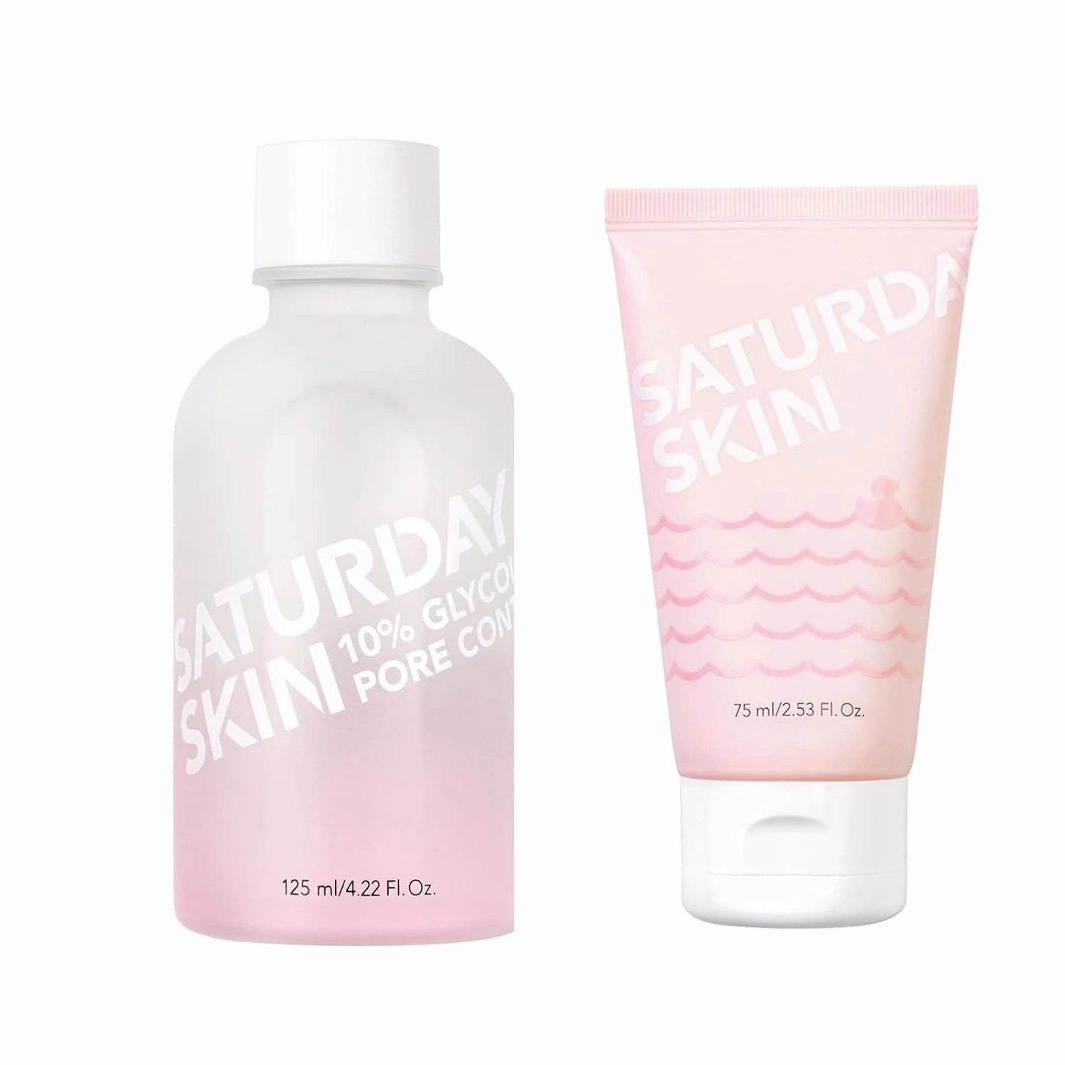Saturday Skin Pore Clarifying Toner 10% Glycolic Acid&AHA Deep Cleansing Astringent Facial Toner and Rub-A-Dub Refining Peel Gel Facial Cleansing Gels Facial Cleansing Washes