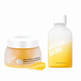 Saturday Skin Yuzu Vitamin C Sleep Overnight Face Mask and Yuzu Vitamin C Toner for Dryness Dullness Face