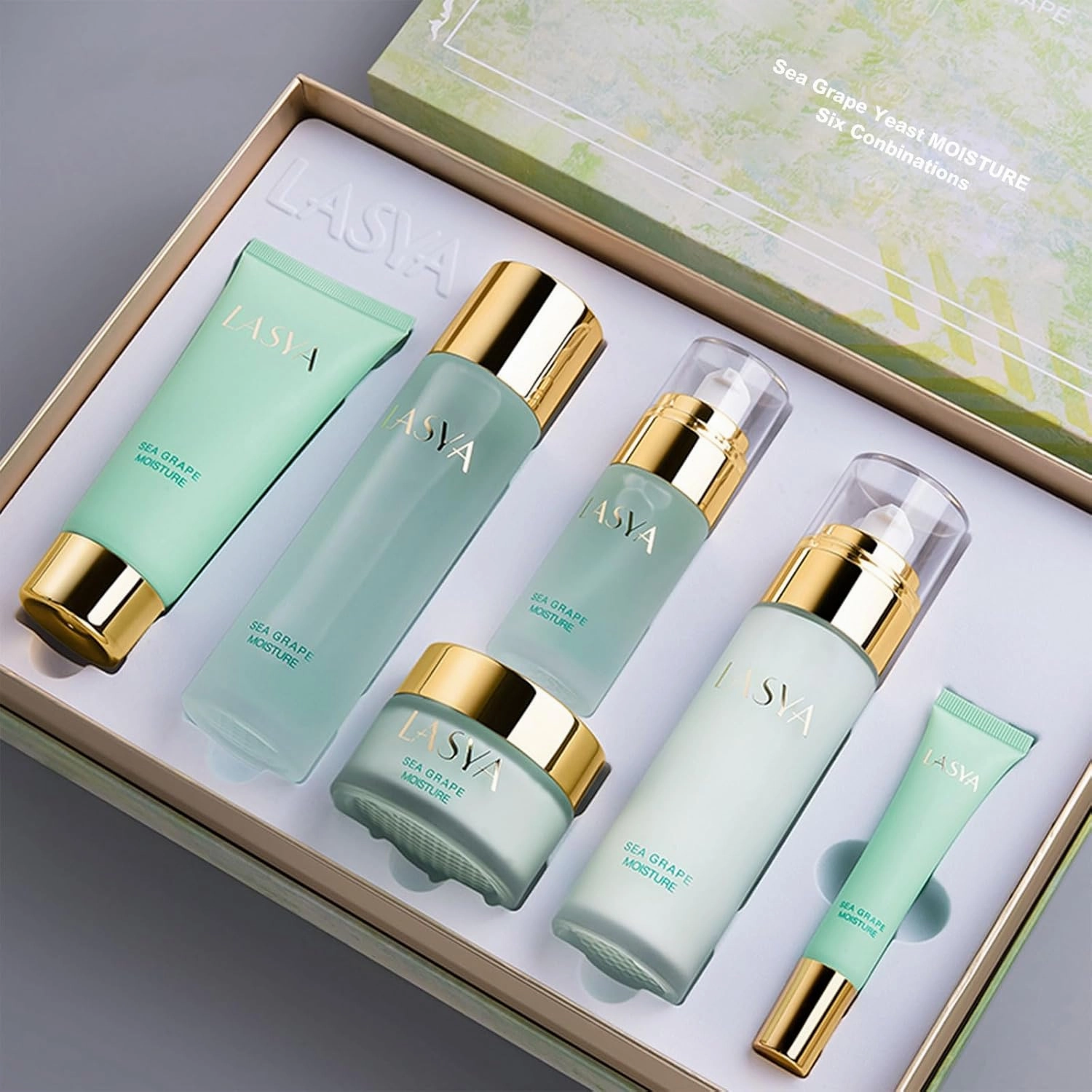Sea Grape 6 Step Skin Care Set Daily Skin Care Routine With Skincare Set, 6-In-1 Skincare Gift Set With Facial Cleanser, Toner, Serum, Eye Cream, Lotion & Cream