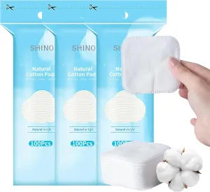 SHINO Natural Square Cotton Pads, Biodegradable Pads, Makeup Remover Pads for Sensitive Skin - Beauty, Personal Care, Baby Care & Daily Cosmetics (3 Pack)