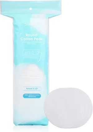 SHINO Round Cotton Makeup Remover Pads - 100 Count Chemical Free Round Cotton Pads - 100% Cotton Face Pads for Personal Care & Daily Comestics - Hypoallergenic Cotton Pads for Sensitive Skin (1 Pack)