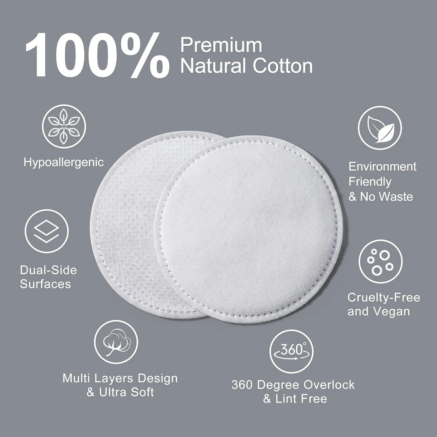 SHINO Round Cotton Makeup Remover Pads - 100 Count Chemical Free Round Cotton Pads - 100% Cotton Face Pads for Personal Care & Daily Comestics - Hypoallergenic Cotton Pads for Sensitive Skin (1 Pack)