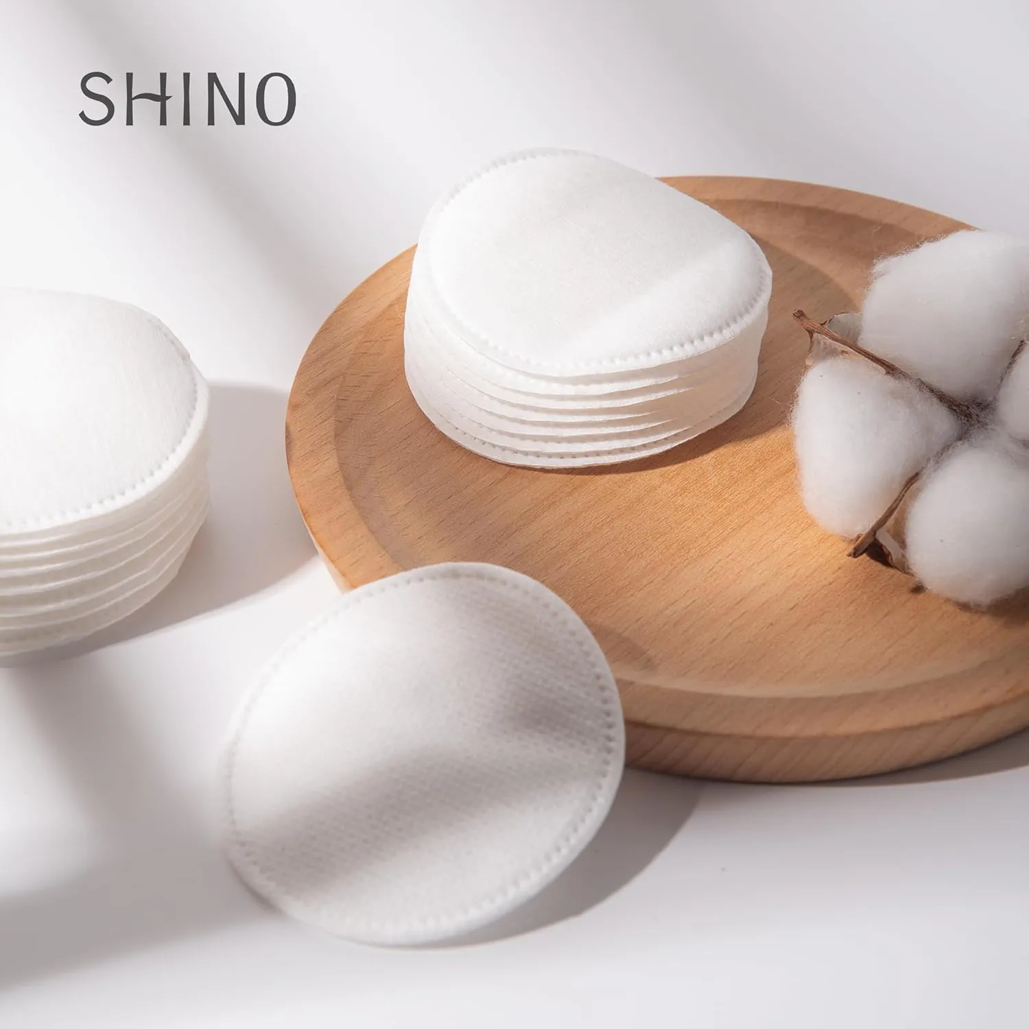 SHINO Round Cotton Makeup Remover Pads - 100 Count Chemical Free Round Cotton Pads - 100% Cotton Face Pads for Personal Care & Daily Comestics - Hypoallergenic Cotton Pads for Sensitive Skin (1 Pack)