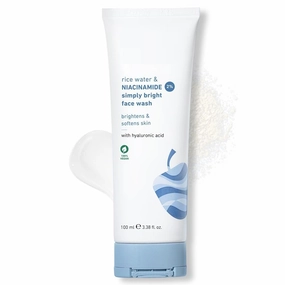 Simply Bright 2% Niacinamide Face Wash with Rice Water | Brightens, Softens & Smoothens Skin | for Oily, Acne Prone, Dry, Normal, Sensitive Skin | Gentle & Non-Drying | for Men & Women | 100ml