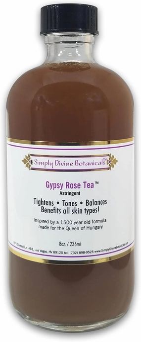 Simply Divine Botanicals Gypsy Rose Tea Astringent - Natural and Organic Toner to Tighten, Tone and Balance for All Skin Types, 8 oz