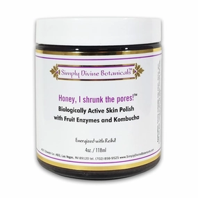 Simply Divine Botanicals Honey I Shrunk The Pores - All-Natural and Organic Skin Polish to Tighten Skin, Reduce Pores, Exfoliate for All Skin Types, 4 oz