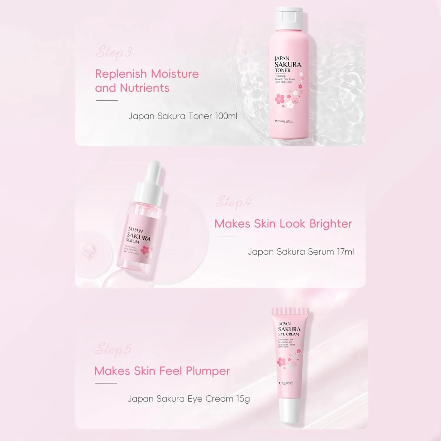 Skin Care Sets for Teenage Girls, Sakura Skin Care Sets & Kits Women Beauty Gift Set with Cleanser, Mud Mask, Toner, Serum, Eye Cream, Facial Cream, and Sunscreen, Birthday Gift for Women and Girls