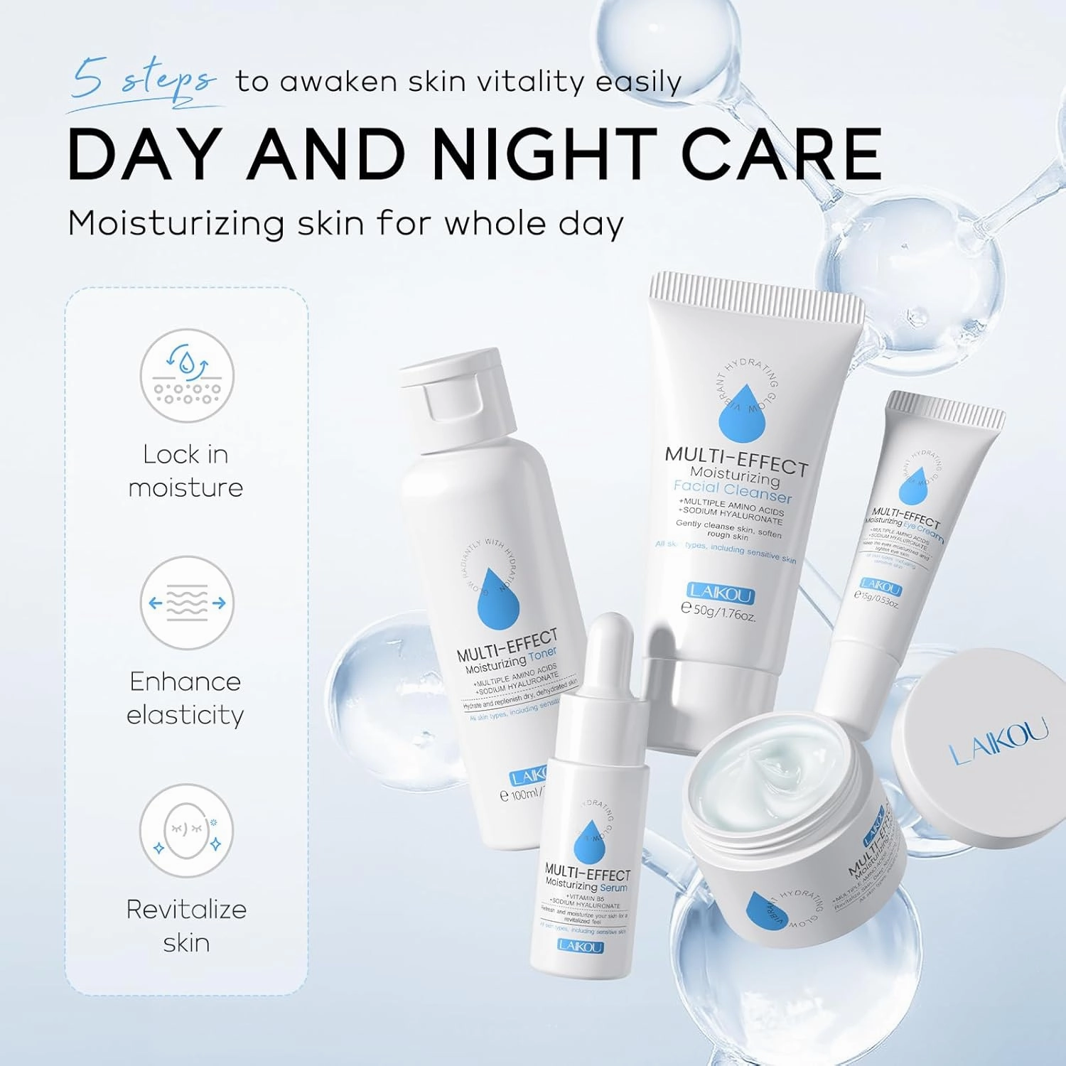 Skin Care, Skin Care Set, Skin Care Kit Moisturizing with Cleanser, Toner, Serum, Cream, Eye Cream Women Beauty Gift Sets 5pcs for Women Teen Girls Mom Daughter Mother's Day Birthday Christmas