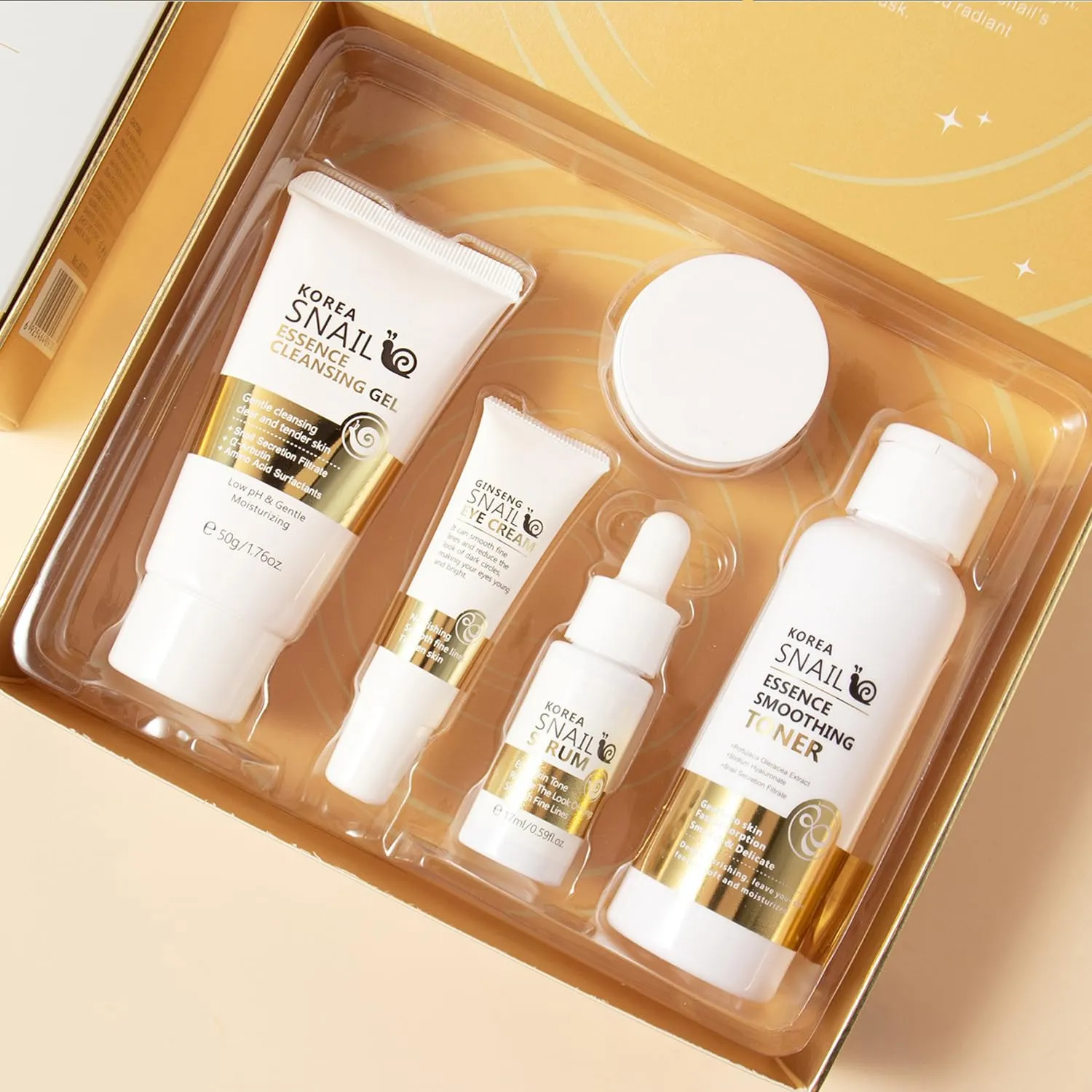 Skincare Gift Set for Women Moisturizing Skin Care Kits with Cleanser, Toner, Serum, Moisturiser & Eye Cream for Hydrating Skin, Snail Mucin Anti-Aging Skin care Kit Gift Sets