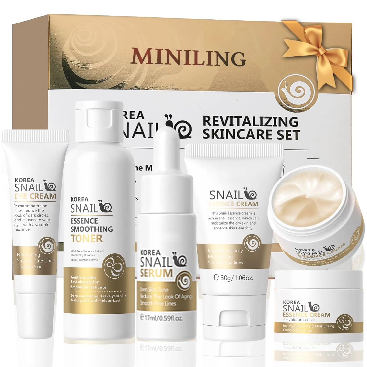 Skincare Gift Set for Women Moisturizing Skin Care Kits with Cleanser, Toner, Serum, Moisturiser & Eye Cream for Hydrating Skin, Snail Mucin Anti-Aging Skin care Kit Gift Sets
