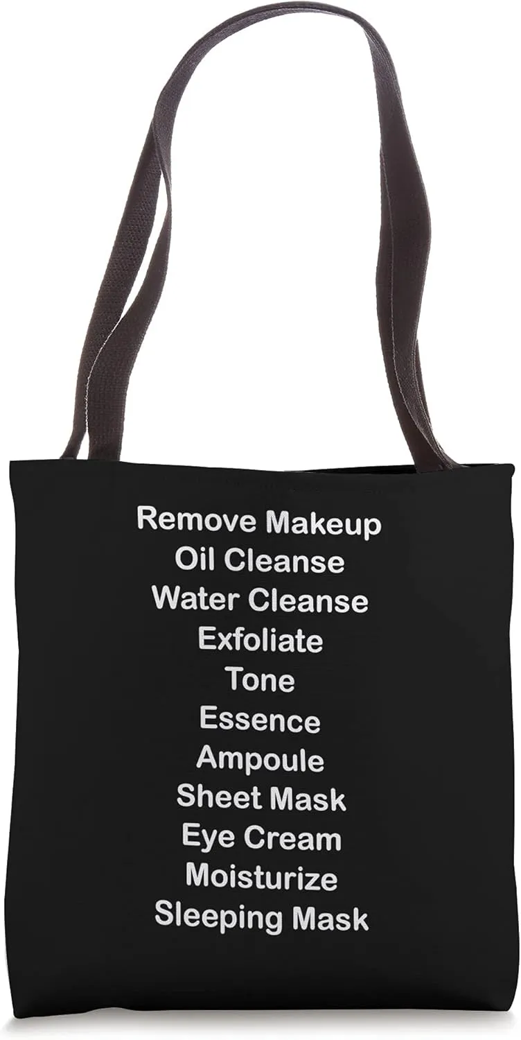 Skincare Routine Night Regime Remove Makeup Oil Cleanse Tone Tote Bag