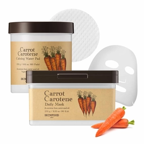 SKINFOOD Carrot Carotene Calming Water Pad and Daily Mask, Deep Hydrating, Soothing, Moisturizing for Sensitive Skin, Carrot Pad(60pads)&Carrot Daily Mask(30sheets)
