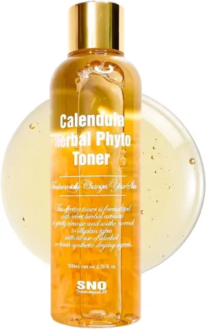 SNO Calendula Herbal Phyto Toner, 6.76 fl oz, Calendula Officinalis Flower Extract Korean Skin Care