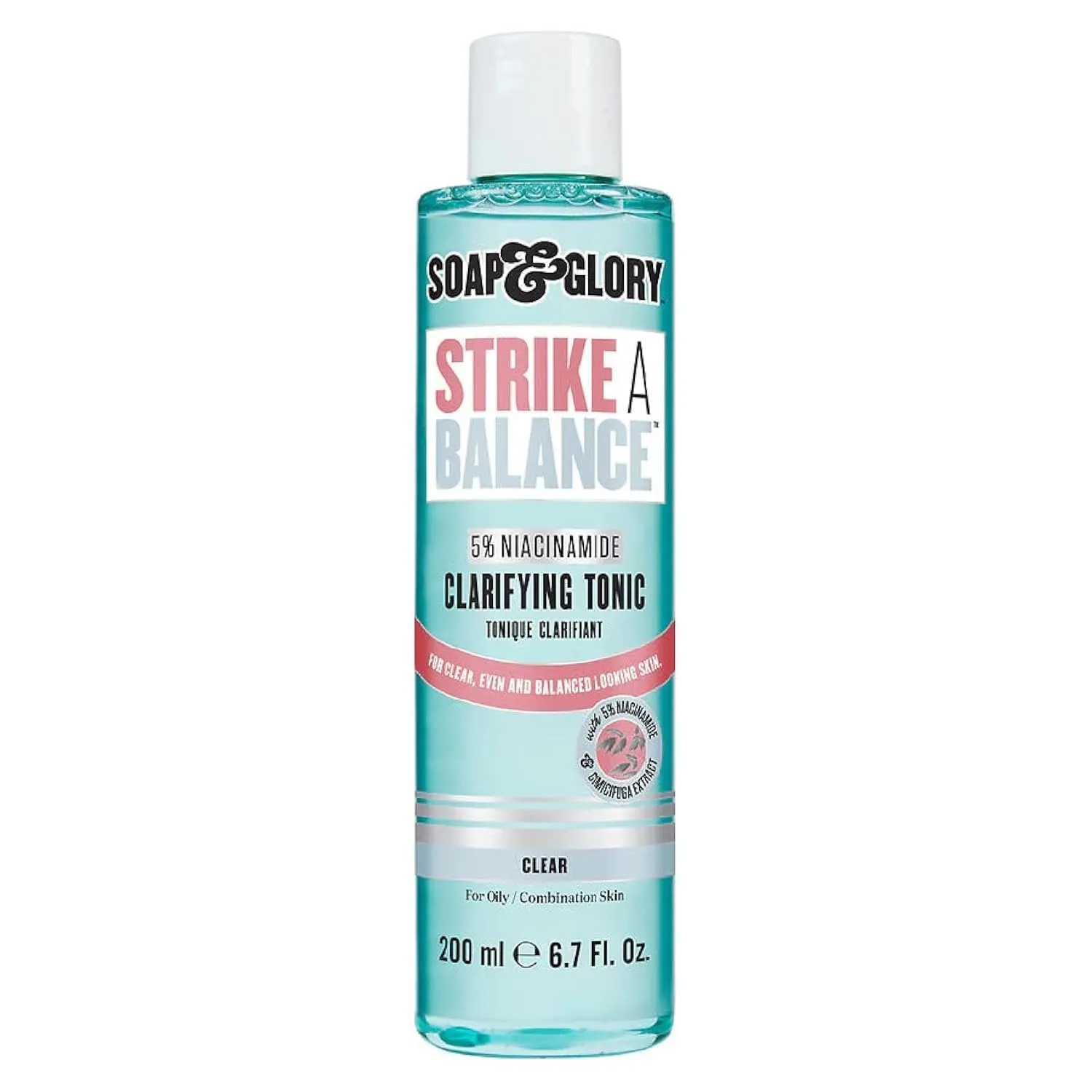 Soap & Glory Strike A Balance Niacinamide Clarifying Skin Toner - Facial Toner for Rebalanced & Refreshed Skin - 5% Niacinamide Toner with Cimicifuga Root - Exfoliating Face Toner (200ml)