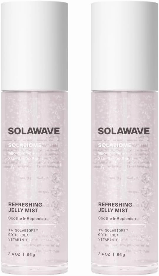 Solawave Refreshing Jelly Mist Toner with Gotu Kola, Prebiotics, Probiotics, Hydrating Pro Vitamin B5 for All Skin Types (Pack of 2)