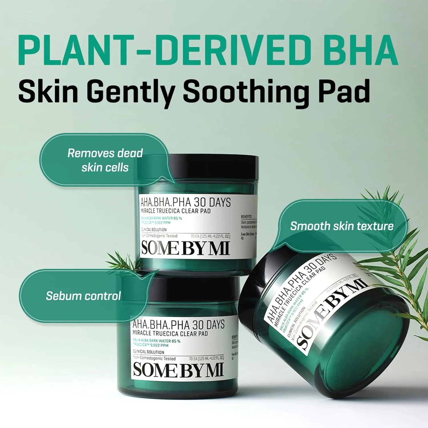 SOME BY MI AHA BHA PHA 30 Days Miracle Truecica Clear Pad – Pack of 2 – Korean Exfoliating Centella Face Toner Pads – Gently Clears Impurities, Refines Pores & Smooths Skin Texture – Korean Skin Care