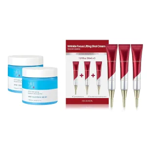 Sooryehan Hyaluron Cotton Facial Toner Pads (160 ml/5.41 fl oz * 2 ea) & ISA Knox Wrinkle Focus Firming Cream Set (3.1fl oz, Pack of 3)