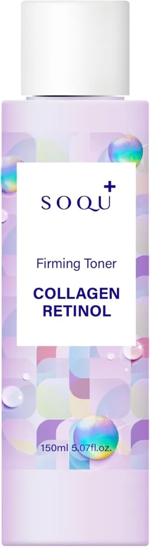 SOQU Collagen Retinol Firming Toner - Facial Toner for Firm Skin and Bright Look - Korean Skincare with Collagen and Retinol for Daily Use - 150ml 5.07 fl oz - Made in Korea