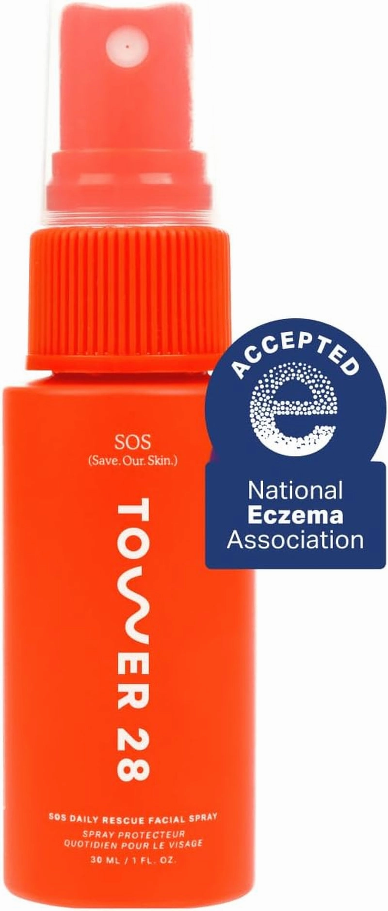 SOS Daily Rescue Facial Spray for Sensitive Skin, Hypochlorous Acid Spray Helps Reduce Redness and Breakouts, Full Size Toner for Face, 4 FL Oz