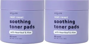 SpaLife Beauty Rest & Reset Toner Pads – for Uneven Skin Tone, Redness, Clogged Pores, Dehyrated Skin with Aloe, Heartleaf, & Purslane – Toner Pads for Face, Face Pads, Pre-Soaked Pads
